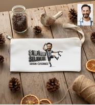 Kişiye Özel Karikatürlü Siyah Beyaz Taraftar Kalemlik Ham Bez Doğum Günü Hediyesi