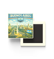 Retro Arjantin Buenos Aires Şehri Temalı Vintage Buzdolap Magneti – 9x9 cm