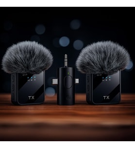 Lexroo Torima F11-2 Type-C + Lightning + Aux 2li 3in1 Kablosuz Yaka Mikrofonu