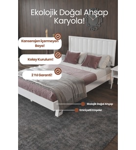 Hüma Model Dikey Başlıklı Masif Ahşap Karyola Kolay Kurulum Fırınlanmış İthal Sibirya Çamı 140x190 Yatak Uyumlu
