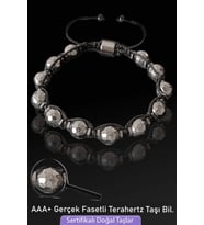 Sertifikalı AAA+ Fasetli Gerçek Terahertz Taşı Bileklik - Ayarlamalı (Çok Renkli)