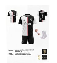 Juventus Ronaldo 2019 Sezon Retro Siyah-Beyaz 4 Lü Set Çocuk Forma Takımı (Anakonda Siyah-Beyaz)
