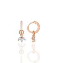 Gümüş rose zirkon üç taşlı lotus çiçeği küpe SGTL11943ROSE