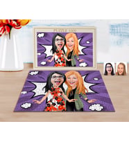 BK Gift Kişiye Özel Kız Kardeş Karikatürlü 1000 Parça Profesyonel Puzzle-1
