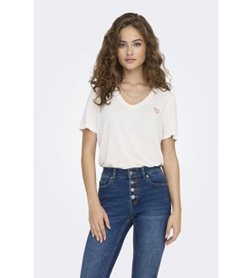 ONLNEW BELLE S/S LOVE V-NECK TOP BOX JRS (Taş)
