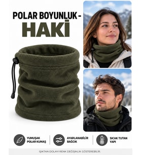Unisex Polar Boyunluk, Kadın ve Erkek Uyumlu, Kışlık Ayarlanabilir Bağcıklı Yumuşak Polar Boyunluk