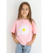Breeze Kız Çocuk Tişört Papatya Baskılı 7-12 Yaş, Pembe