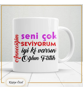 Anneler Günü Hediyesi Kişiye Özel Porselen Kupa Bardak – İsimli, Mesajlı, Özel Tasarım - anne22