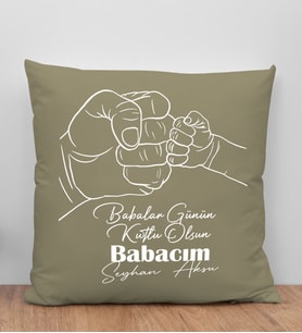 BK Gift Kişiye Özel İsimli Babalar Günü Tasarımlı Haki Kırlent Yastık-8 Babaya Hediye, Ev Dekorasyonu, Babalar Günü Hediyesi