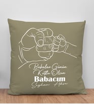 BK Gift Kişiye Özel İsimli Babalar Günü Tasarımlı Haki Kırlent Yastık-8 Babaya Hediye, Ev Dekorasyonu, Babalar Günü Hediyesi
