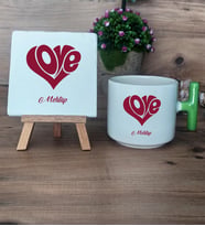 Love Sevgili Hediye Seti Kupa Bardak T Kulplu ve Dekoratif Taş Sevgiliye Sevgililer Günü Hediyesi (Model 8)