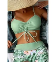 Angelsin Büzgü Ayarlı Bikini Üstü (Yeşil)