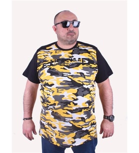 Starbattal Büyük Beden Shoulder Line Camouflage Erkek Tişört 23147 HARDAL