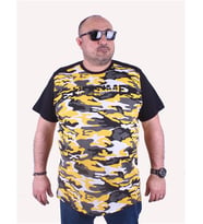 Starbattal Büyük Beden Shoulder Line Camouflage Erkek Tişört 23147 HARDAL