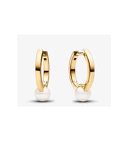 Pandora Tarzı İşlenmiş Tatlı Su Kültür İncisi Halka Gold Küpeler