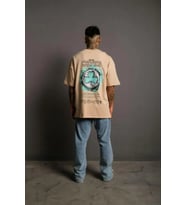 Erkek Sırt Baskılı T-shirt - Bej