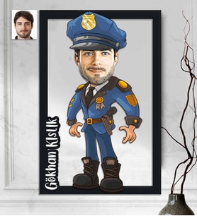 Kişiye Özel 3D  Ahşap Polis Erkek 30x40 -2