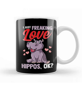 Cute I Just Freaking Love Hippos, Okay Baby Hippo Kupa Bardak Porselen