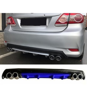 Toyota Corolla E170 Mavi Difüzör Çiftli Yuvarlak Egzoz Görünümlü D Tip Difizör 2012-2019