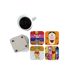 Ghostbastır Design Winnie The Pooh Dekoratif Ahşap Bardak Altlığı Seti 034