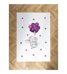 MEKTA HOME BEBEK VE ÇOCUK ODASI Filli ve Mor Balon Desenli Halı