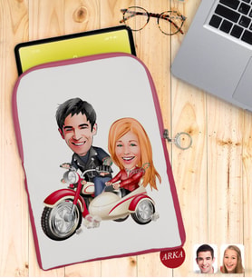 BK Gift Kişiye Özel Sevgililer Karikatürlü Taşınabilir Koruyucu Tablet Kılıfı & Organizer Çanta - Pembe-12