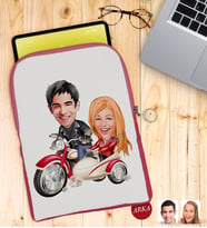 BK Gift Kişiye Özel Sevgililer Karikatürlü Taşınabilir Koruyucu Tablet Kılıfı & Organizer Çanta - Pembe-12