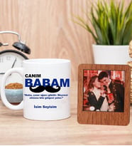 Kişiye Özel Canım Babam Tasarımlı Beyaz Kupa Ve Çerçeve