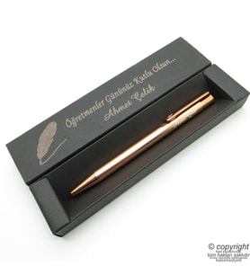 Wings İsme Özel Rose Gold Tükenmez Kalem + İsme Özel Kutu (Öğretmenler Günü veya başka bir mesaj) (Karışık)