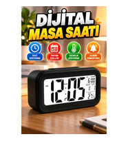 Dijital Masa Saati LCD Ekranlı Termometre ve Takvim Özellikli Pilli Masa Saati