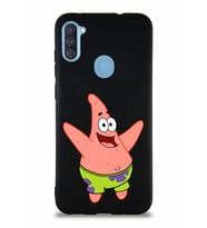 Samsung Galaxy A11 Soft Premier Kapak Patrick Yıldız Tasarımlı Silikon Kılıf - Siyah (Şeffaf)