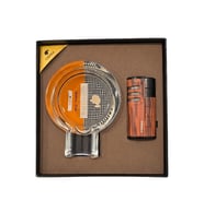 Cohiba 3 Torch Kamuflaj Çakmak Kristal Küllük İkili Puro Seti TR9838