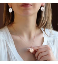Apm Monaco Model Deniz Çapası Renkli Zirkon Taşlı Rose Gold Kaplama Gümüş Set