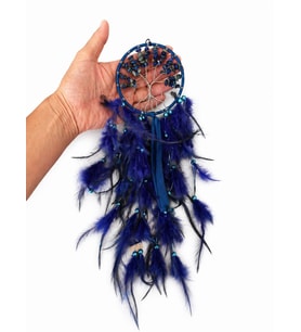 Düş Kapanı Doğal Taşlı Hayat Ağacı – Sodalit Taşlı Mavi Dreamcatcher Duvar Süsü Rüya Kapanı