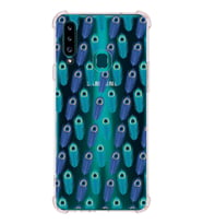 PrintiFy Samsung Galaxy A20S Uyumlu Nazar Boncuğu 4 Baskılı Şeffaf Köşe Korumalı Antişok Kılıf