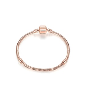 925 Ayar Cham Uyumlu Yılan Zincir Gümüş Üzeri Altın Kaplama Kadın Bileklik-rose Gold