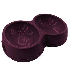 8566 Çiftli Kedi/Köpek Mama Kabı Bordo
