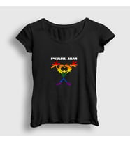 Presmono Kadın Siyah Rainbow Pearl Jam T-Shirt 293208tt