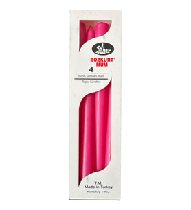 Bozkurt Konik Şamdan Mum Fener Mumu - Pembe - 24 Cm. - 4 Adetlik Paket