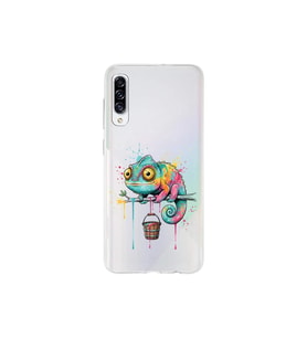 Samsung Galaxy A30S ile Uyumlu Splash Bukalemun Tasarımlı Şeffaf Silikon Kılıf