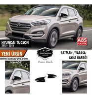 Hyundai Tucson 2015-2018 Uyumlu Batman Yarasa Ayna Kapağı Piano Black ABS Plastik