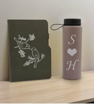 BK Gift Sevgiliye Özel İsimli Gri Termo Defter ve Gri Cam Matara Hediye Seti-6, Sevgiliye Hediye, Sevgililer Günü, Yeni İş Hediyesi