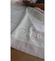 Buldan Pembe El Işi Patchwork Dantelli Naturel Runner