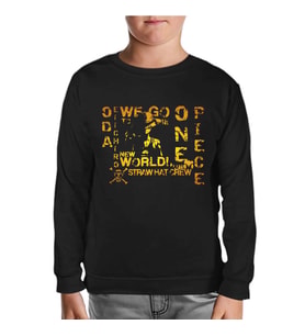 One Piece - Straw Hat Siyah Çocuk Sweatshirt