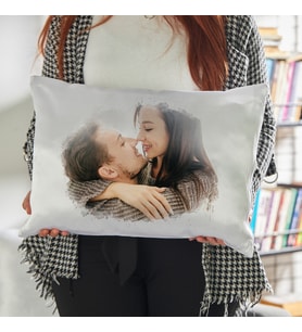 Sulu Boya Efektli Fotoğraf Baskılı Saten Yastık