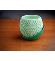 3D Baskı Küre Saksı - Kafes Dokulu İki Parçalı Dekoratif Saksı - Mint-Yeşil