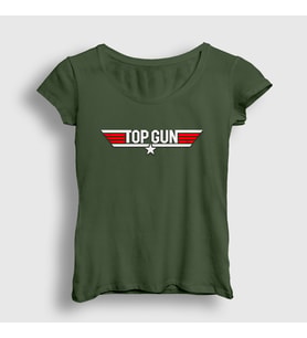 Presmono Kadın Haki Logo Tom Cruise Pilot Film Top Gun T-Shirt 460168tt (Haki)