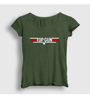 Presmono Kadın Haki Logo Tom Cruise Pilot Film Top Gun T-Shirt 460168tt (Haki)
