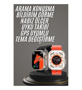 Mey İthalat® Yeni Model Akıllı Saat Ultra Smart Watch Gümüş Kasa 45mm Titreşim