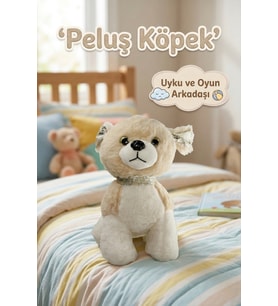 Peluş Köpek Oyuncak - 23 cm Pullu Detaylı Uyku ve Oyun Arkadaşı